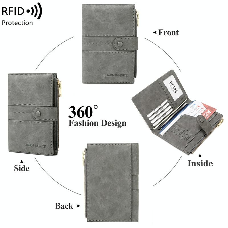 Rfid-protected Multi-card Travel Document Pouch - Coffee