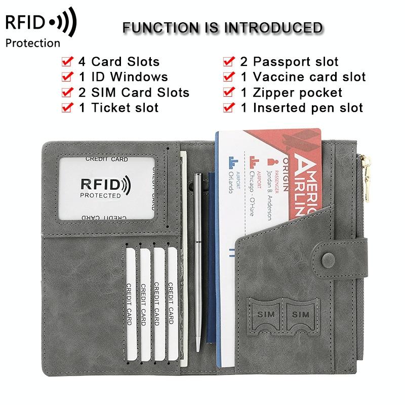 Rfid-protected Multi-card Travel Document Pouch - Coffee