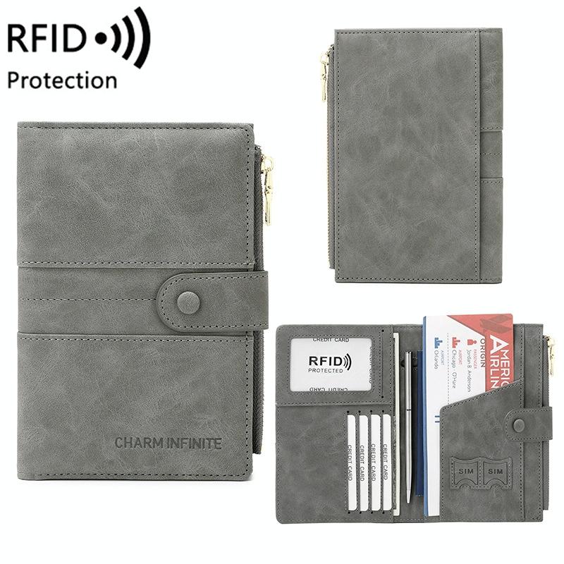 Rfid-protected Multi-card Travel Document Pouch - Coffee