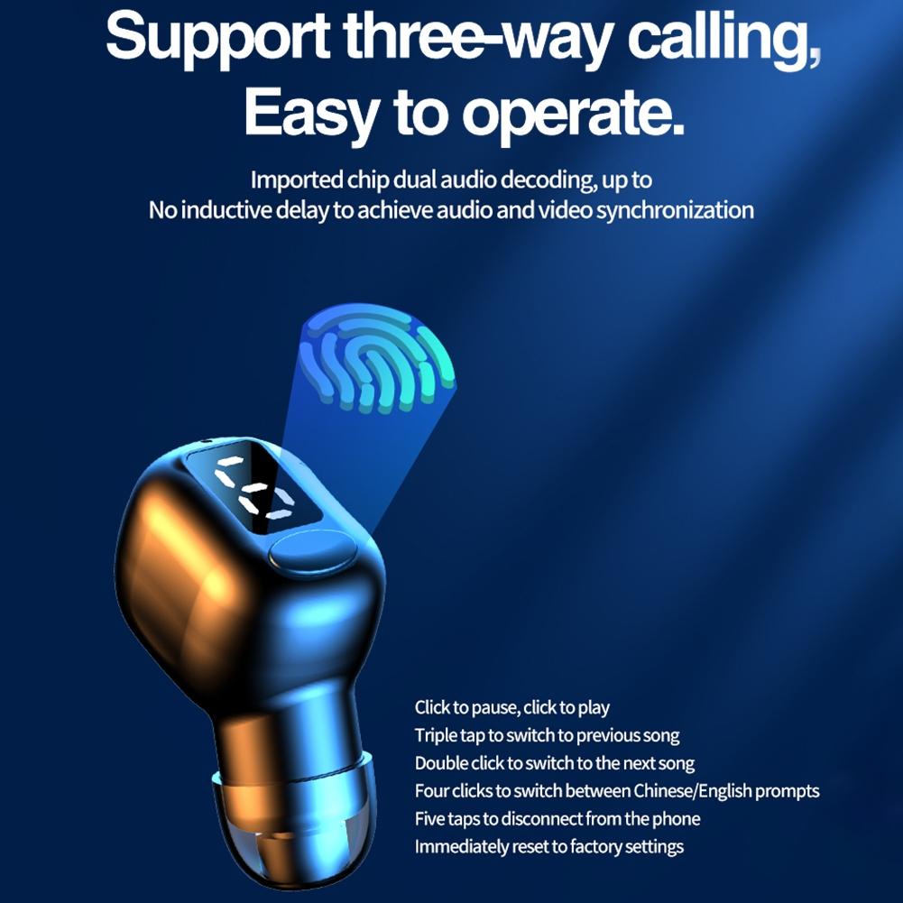 Mini Bluetooth Earphones with M5 Digital Display - Pink