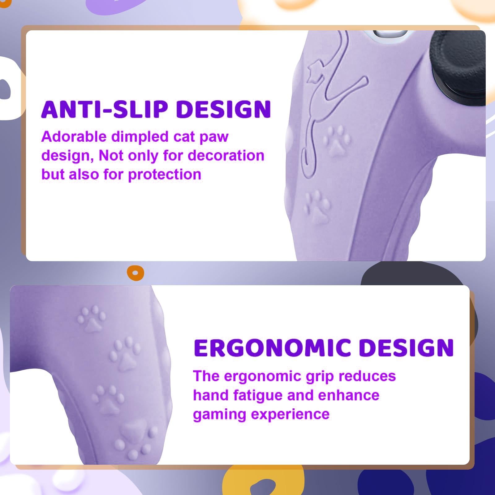 Silicone Cat Ear Gamepad Cover for Sony Ps5 - Purple