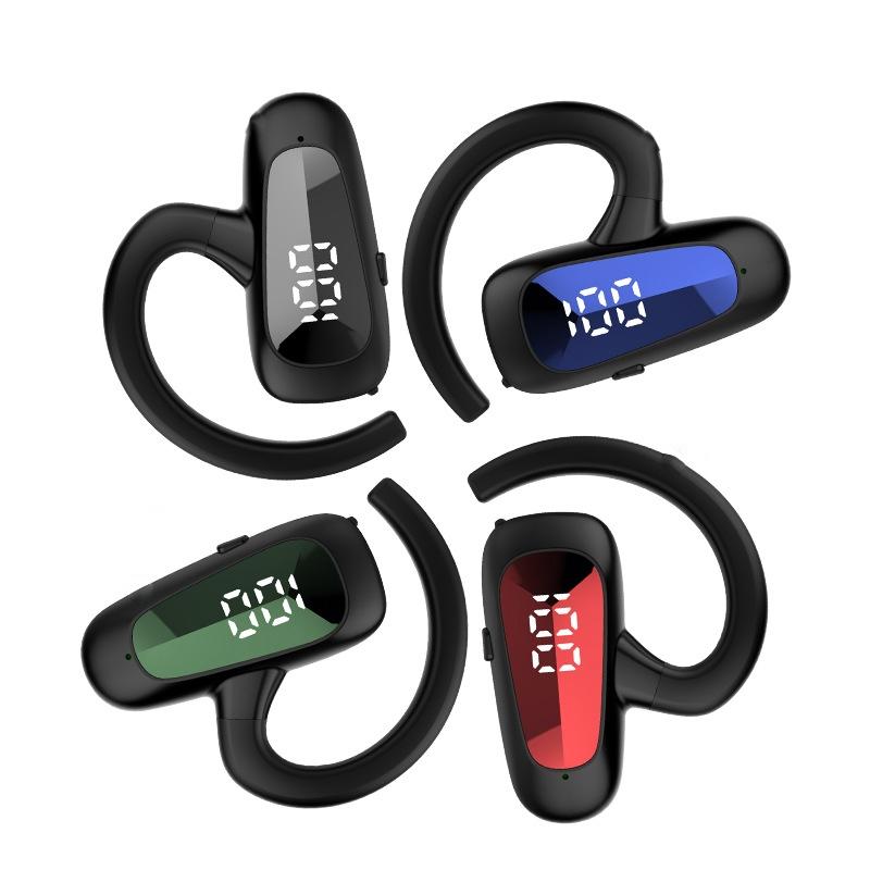 Digital Display Bluetooth Earphones - Bone Conduction Stereo - Blue