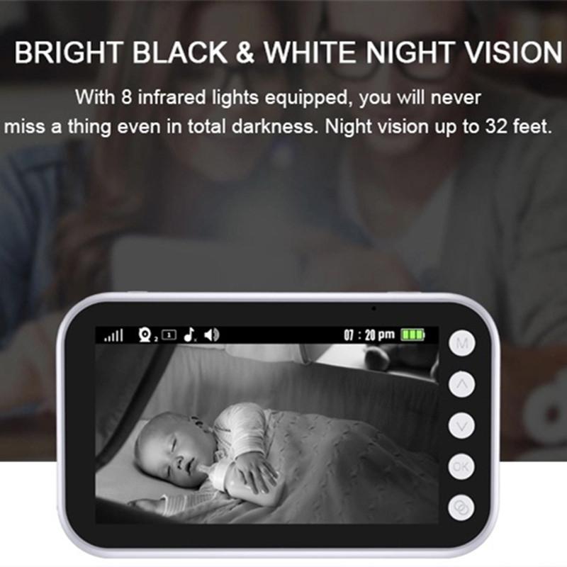 360-Degree Wireless Baby Monitor With Night Vision Camera - 4.3 Inch