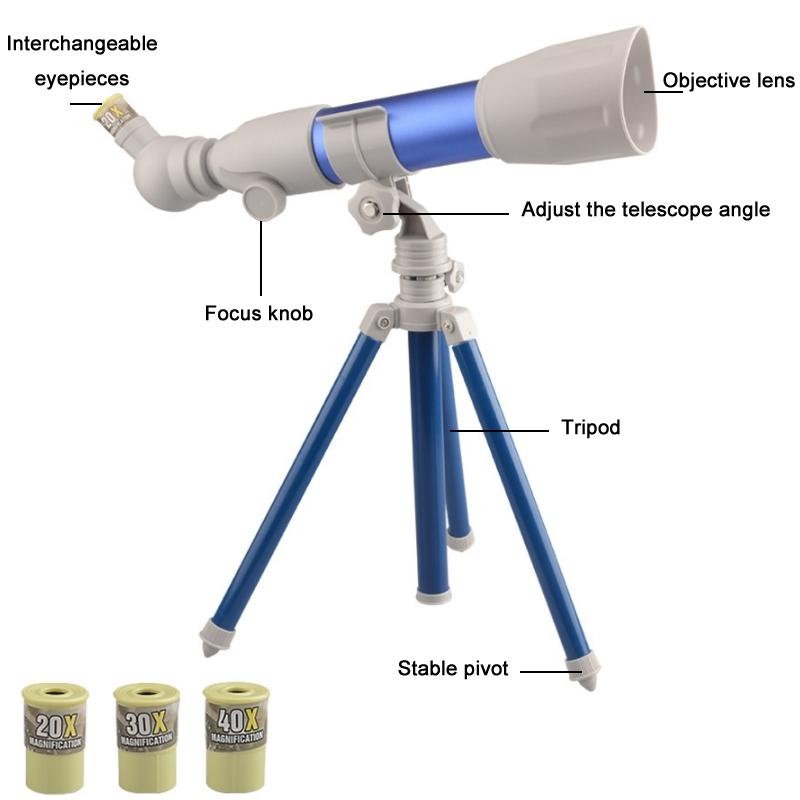 High-definition Children's Telescope for Science Education - B Model Blue
