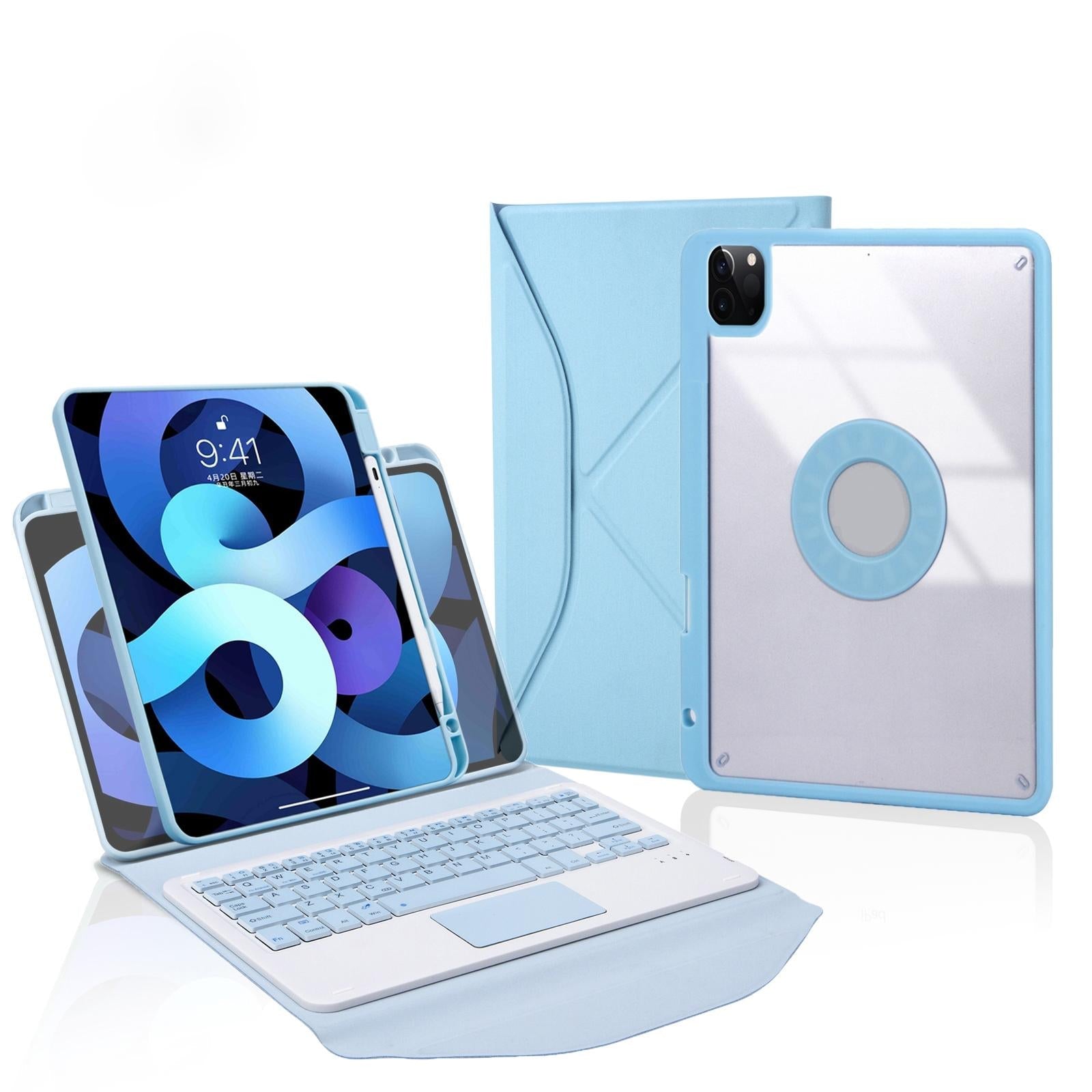 Bluetooth Keyboard Leather Case For Ipad Pro 11 With Pen Slot And Touchpad - Sky Blue