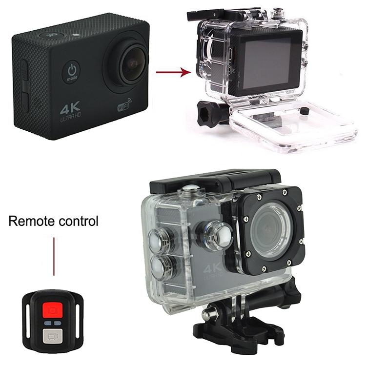 Waterproof 4k Action Camera for Cycling and Diving - Silver Grey