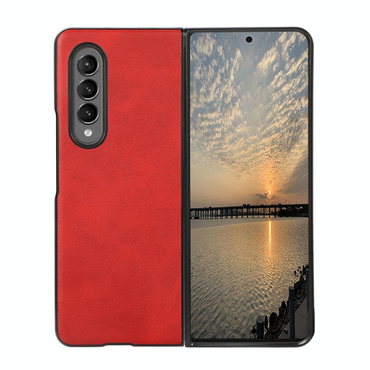 For Samsung Galaxy Z Fold4 5G Dual Tone Calf Texture Shockproof Case - Green