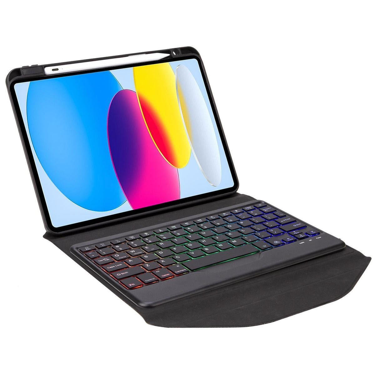 Bluetooth Keyboard Leather Tablet Case With Pen Slot And Backlight - Sky Blue