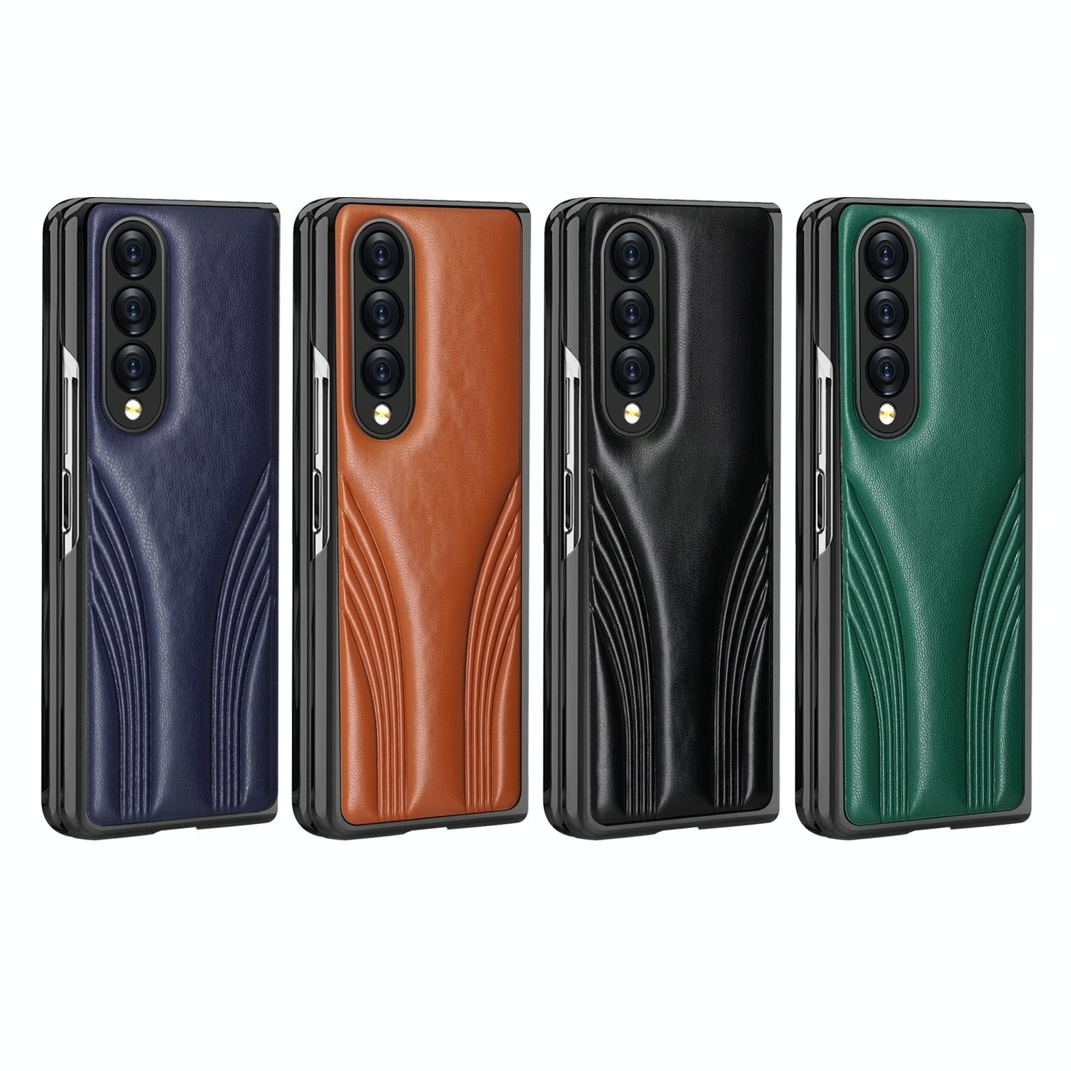 Embossed Folding Case For Samsung Galaxy Z Fold 4 - Blue