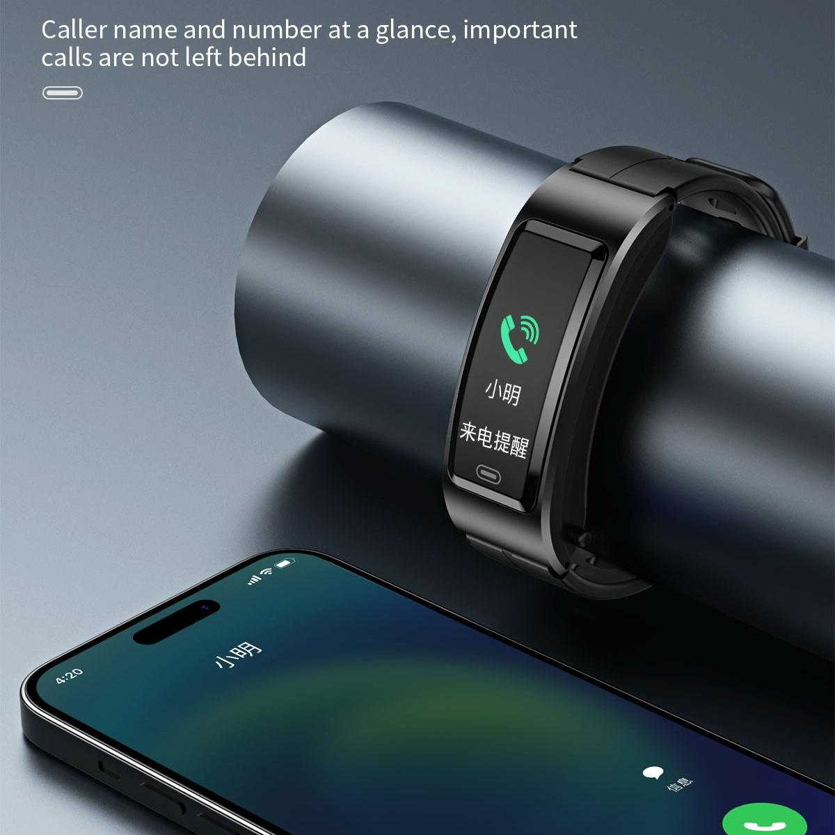 Bluetooth Sleep Heart Monitor Bracelet - B7 - Gold + Black Silicone Strap