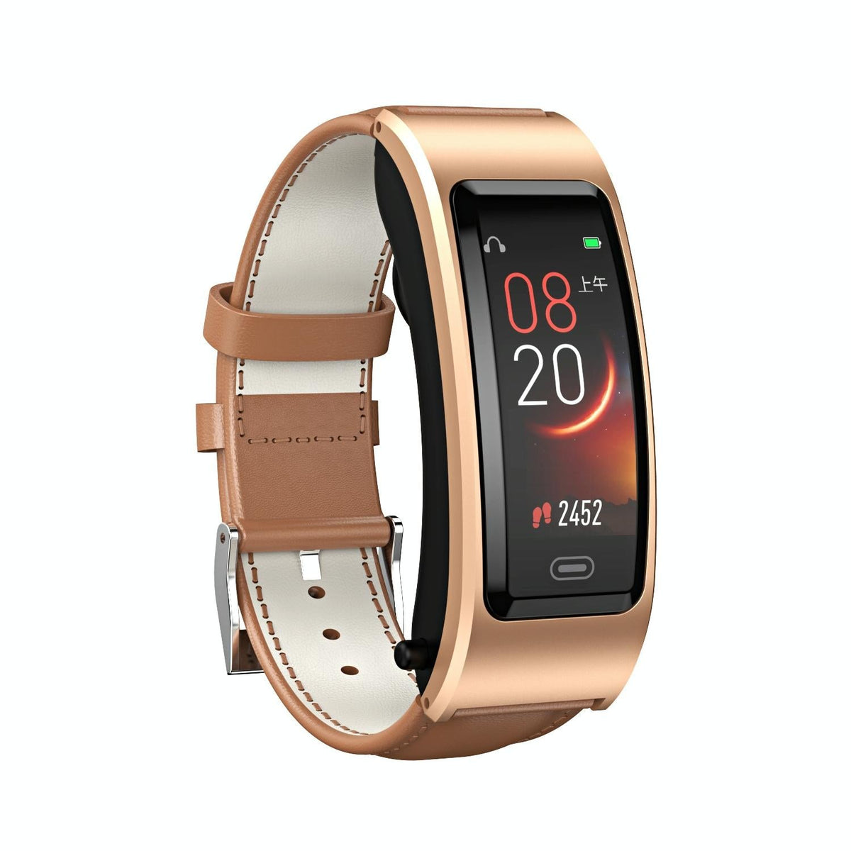 Bluetooth Sleep Heart Monitor Bracelet - B7 - Gold + Black Silicone Strap