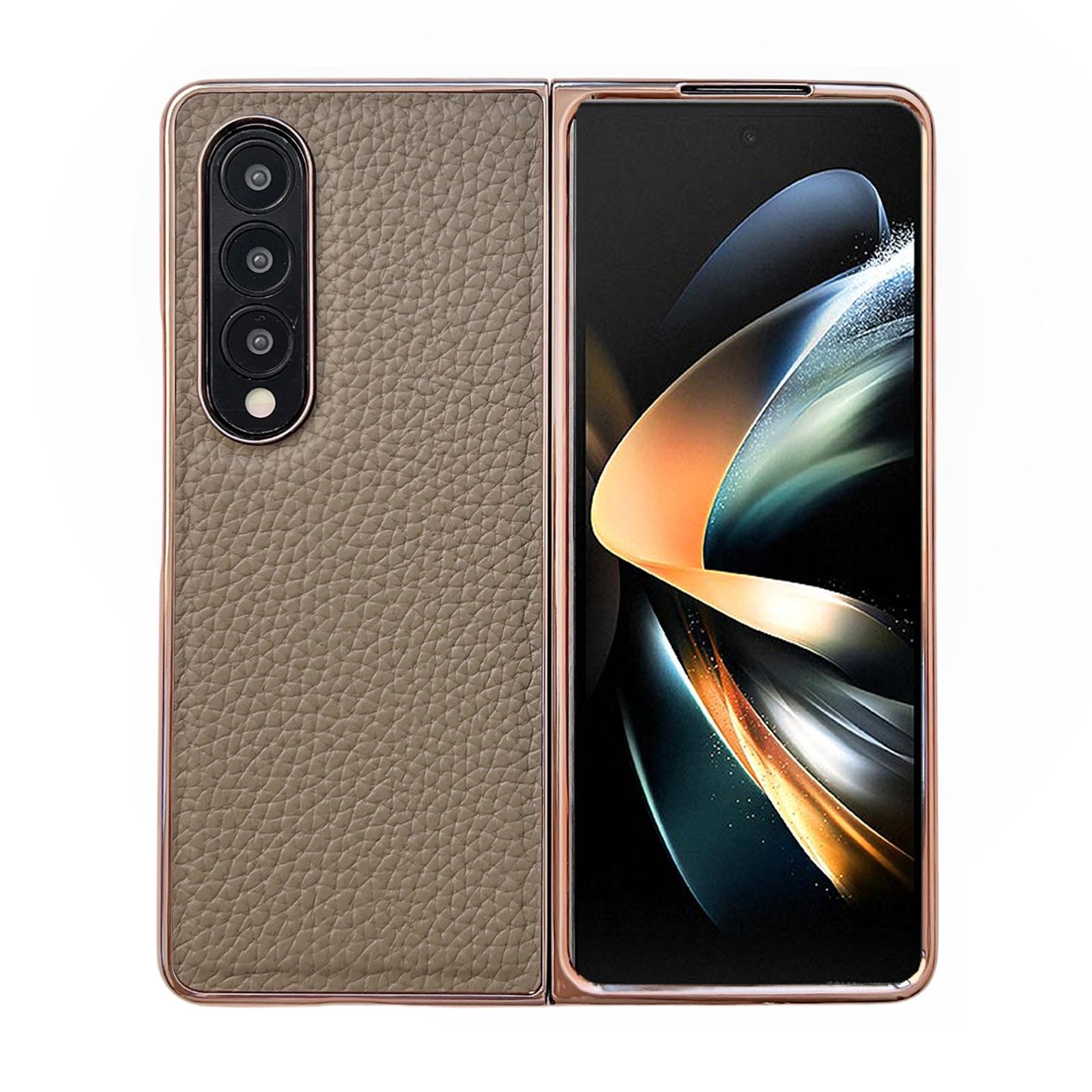 Star Series Nano Electroplating Pu Case For Samsung Galaxy Z Fold 4 - Black