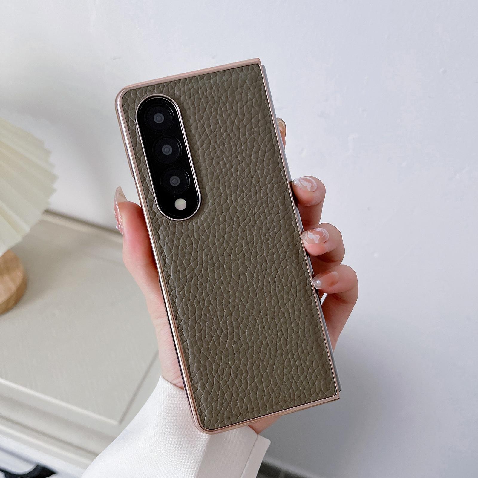 Star Series Nano Electroplating Pu Case For Samsung Galaxy Z Fold 4 - Black
