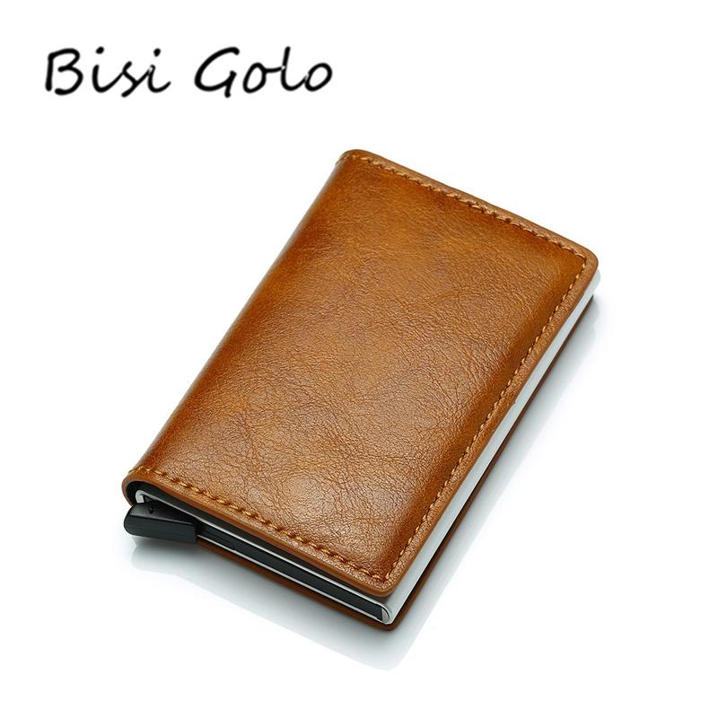 Anti Magnetic Rfid Leather Metal Wallet Universal Fit Black - Brown