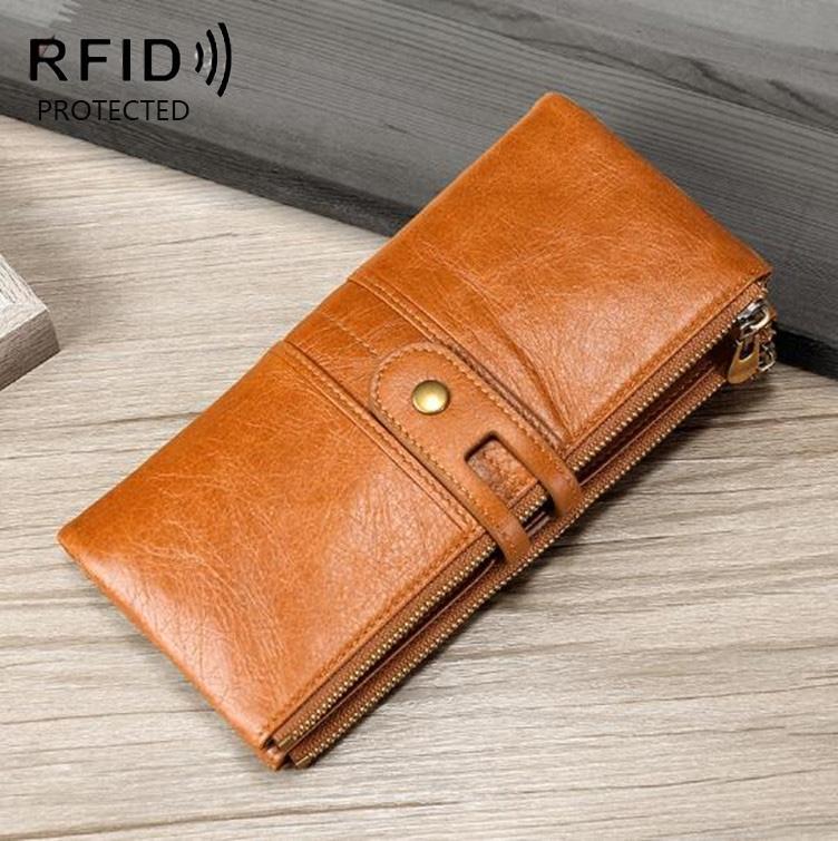 Secure Leather Wallet with Card Slots - Anti-theft - Coffee
