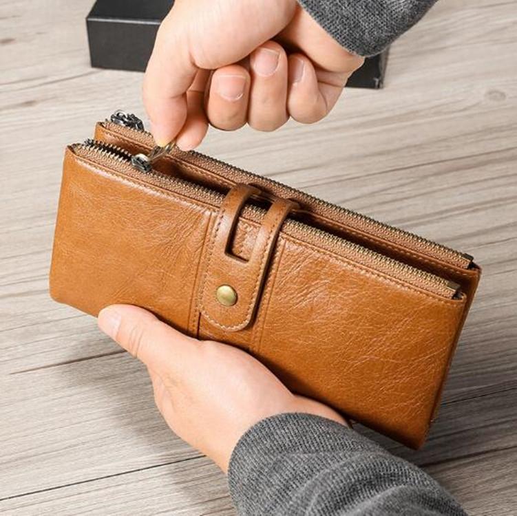 Secure Leather Wallet with Card Slots - Anti-theft - Coffee