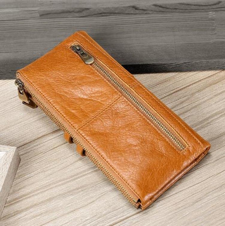 Secure Leather Wallet with Card Slots - Anti-theft - Coffee