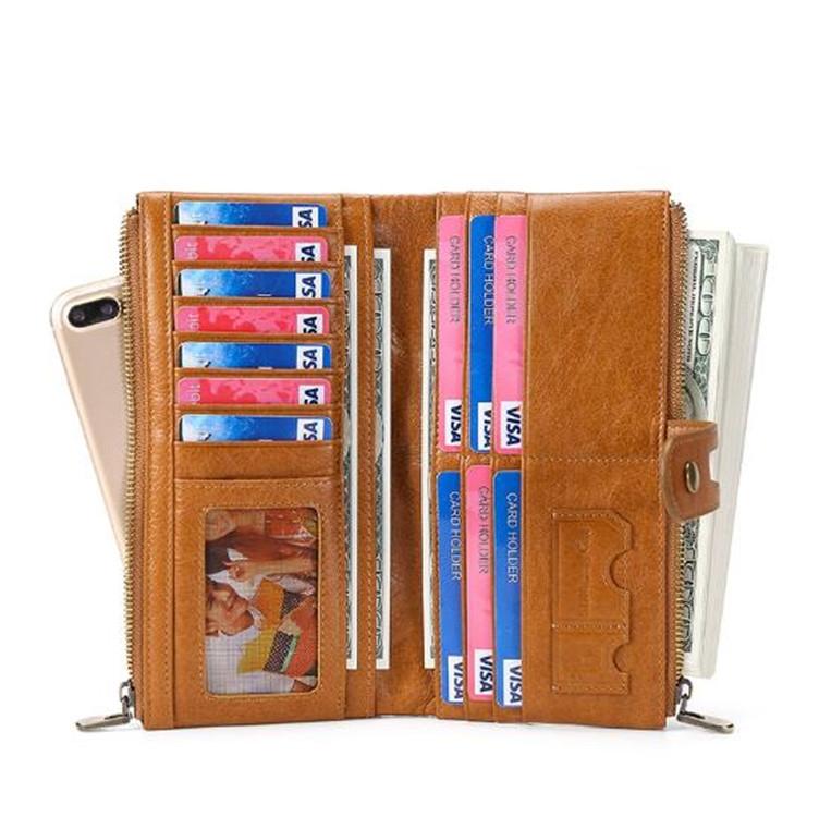 Secure Leather Wallet with Card Slots - Anti-theft - Coffee