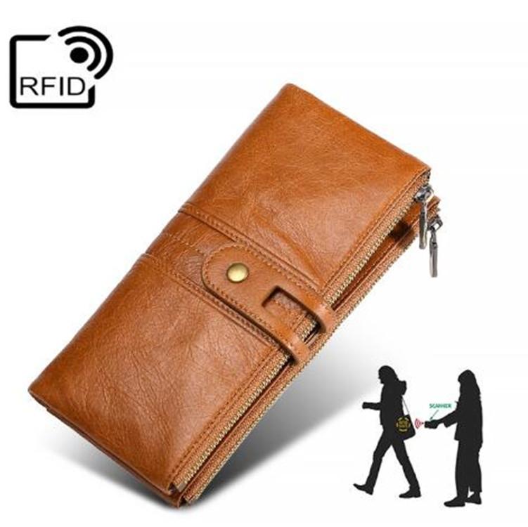 Secure Leather Wallet with Card Slots - Anti-theft - Coffee