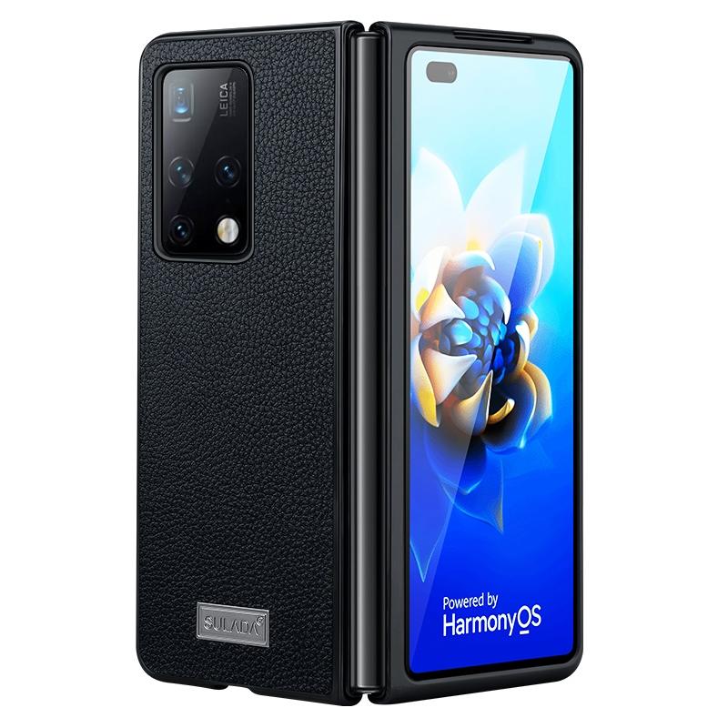 For Samsung Galaxy Z Fold4 5G Handmade Leather Shockproof Tpu Case - Black