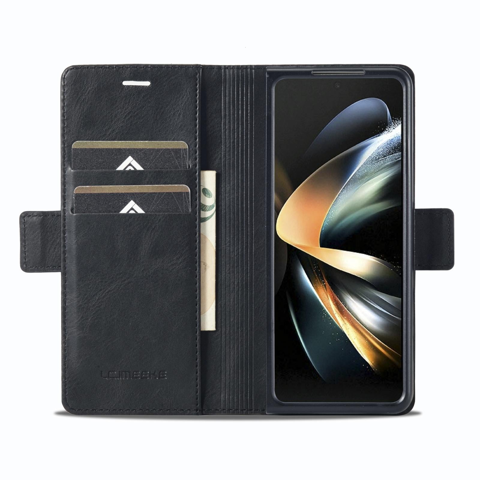 For Samsung Galaxy Z Fold4 5G Rfid Leather Phone Case - Secure & Stylish - Black