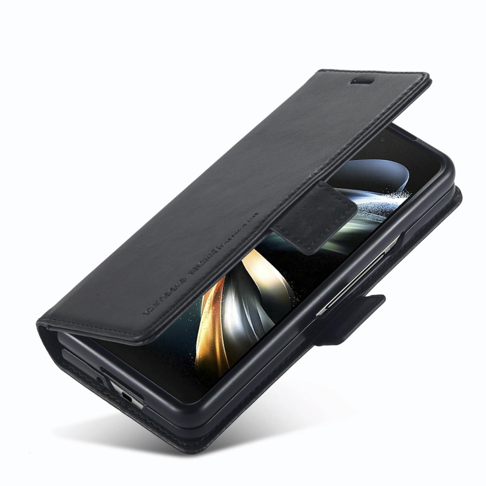 For Samsung Galaxy Z Fold4 5G Rfid Leather Phone Case - Secure & Stylish - Black