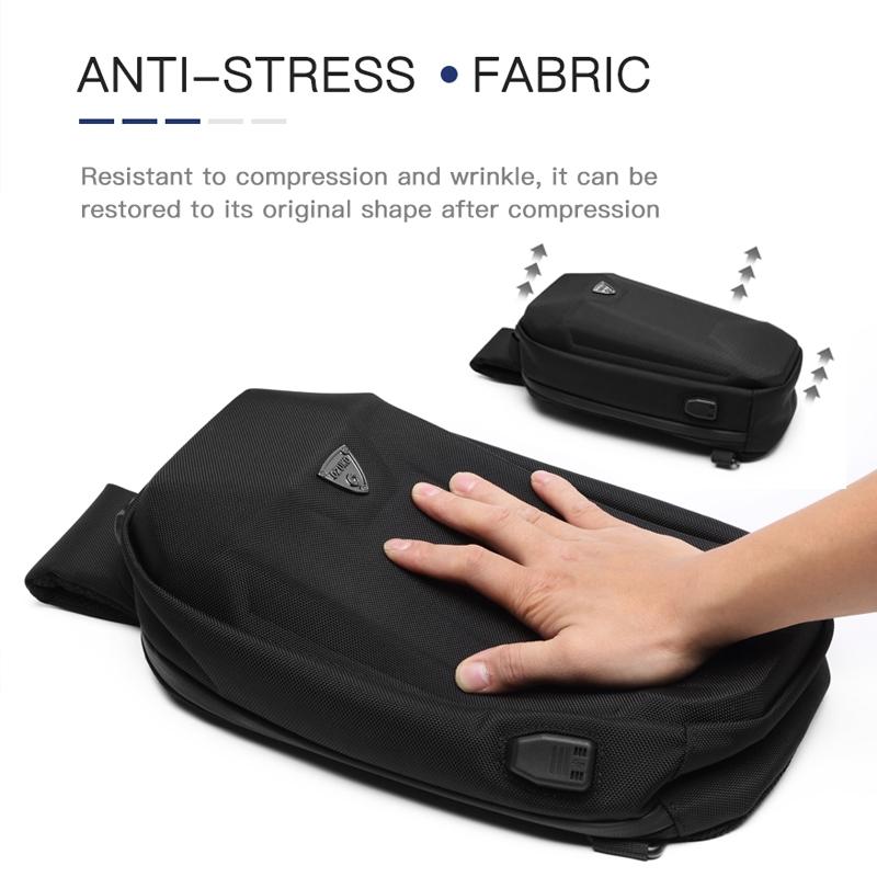 Waterproof Men Chest Bag Usb Charging Port Anti Theft Oxford Cloth Messenger Bag - Brown