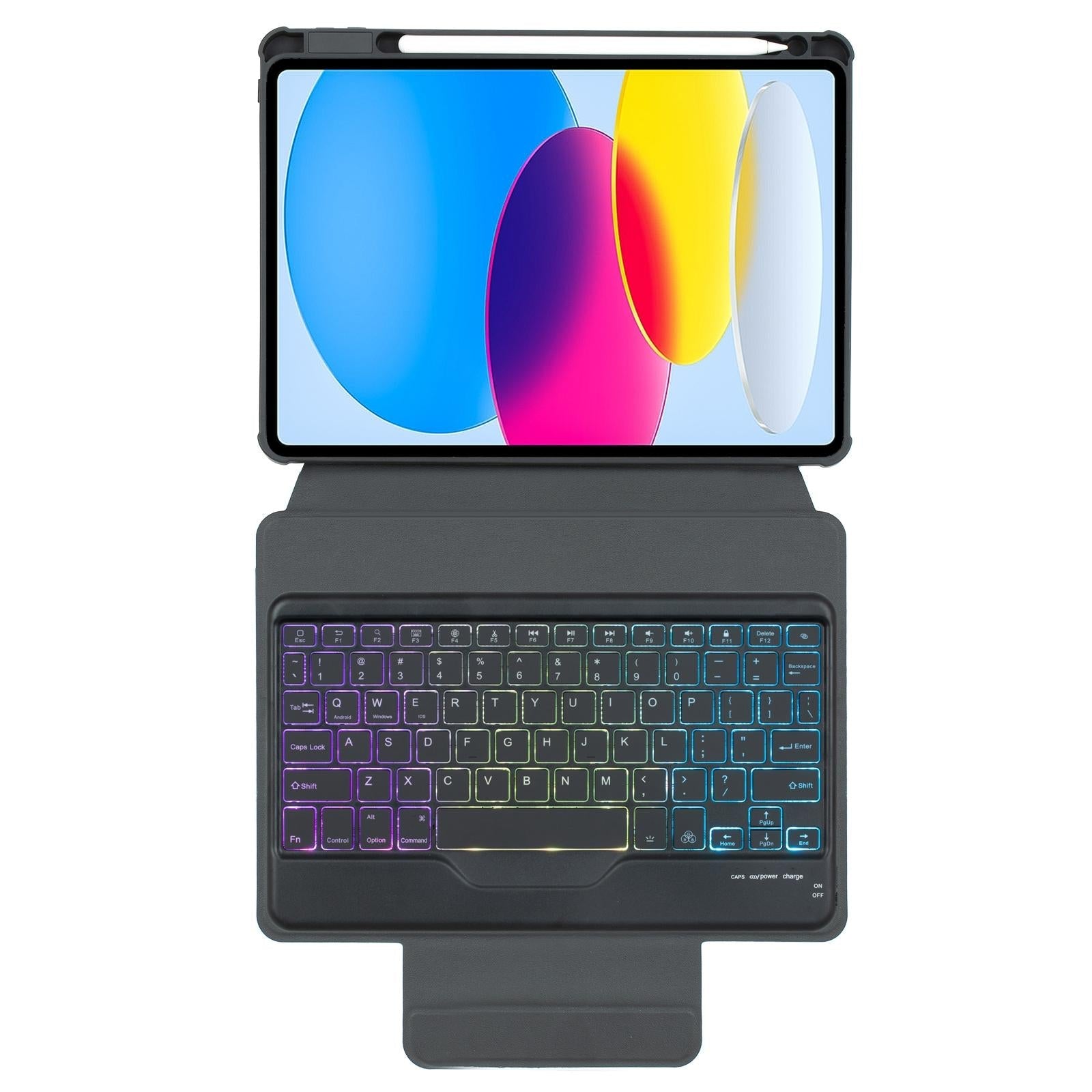 360 Rotation Bluetooth Keyboard Leather Case For Ipad 10.9 2022 With Backlight - Green