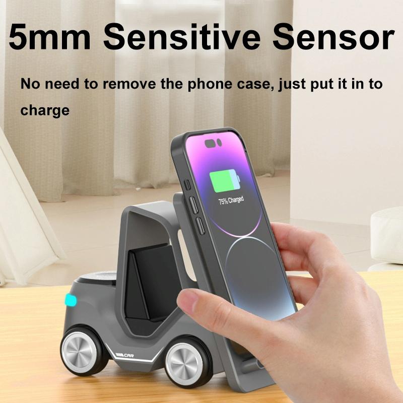 15W 3 In 1 Forklift Wireless Charger With Led Light - Yellow