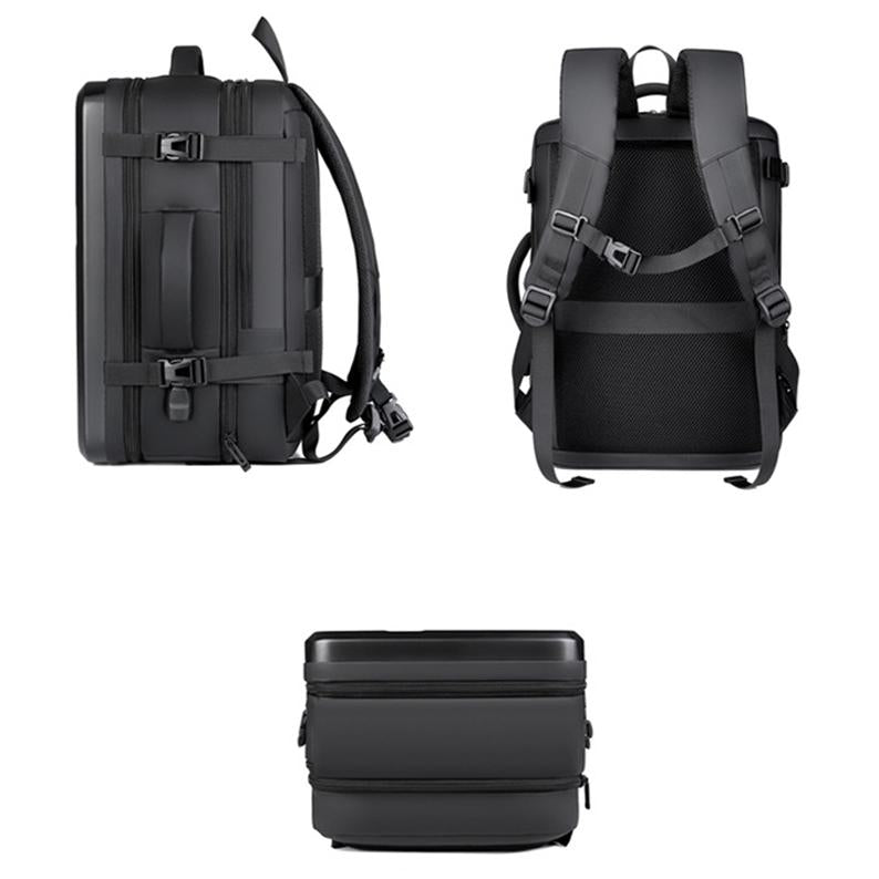 Waterproof Expandable Hard Shell Backpack with Usb Charging - Large Capacity Black - 162 Black