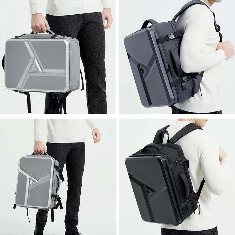 Waterproof Expandable Hard Shell Backpack with Usb Charging - Large Capacity Black - 162 Black