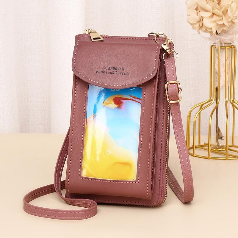 Women Touch Screen Shoulder Bag For Mobile Phones - Light Pink