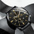 Men Three-Eye Luminous Quartz Watch - Black / Gold