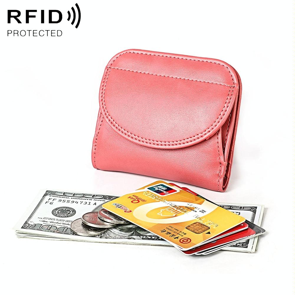 Women Leather Rfid Blocking Coin Purse - Compact Design - Purple