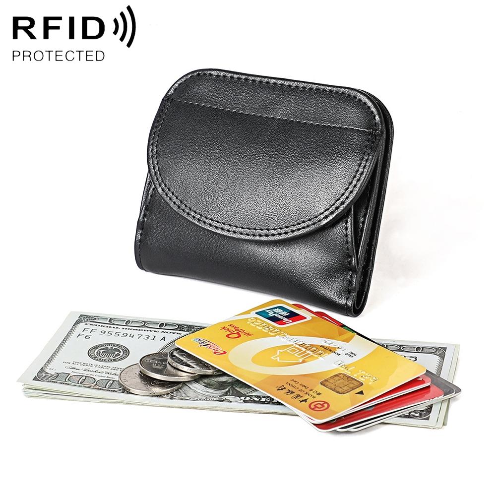 Women Leather Rfid Blocking Coin Purse - Compact Design - Purple