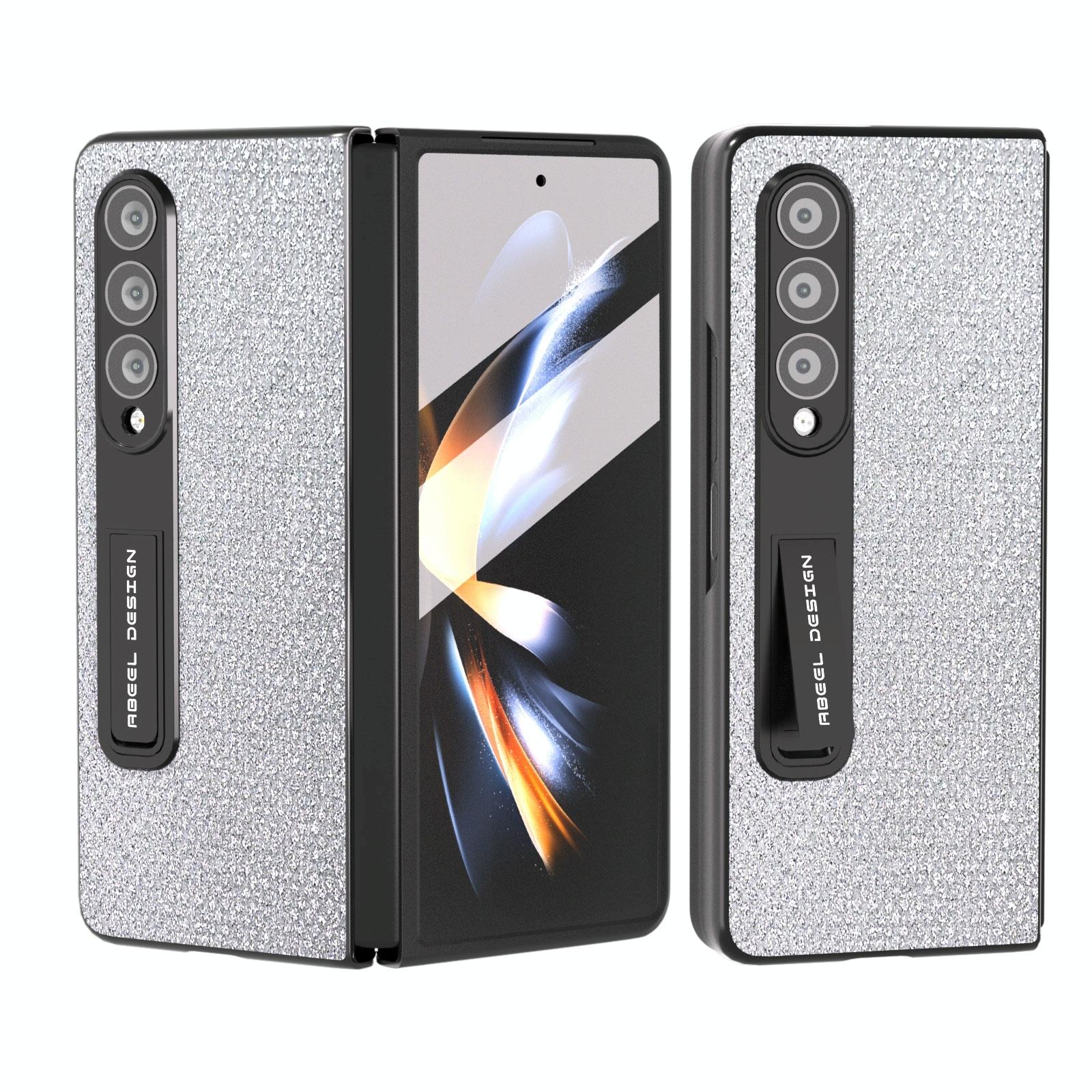 For Samsung Galaxy Z Fold4 5G Diamond Edge Case With Holder - Black