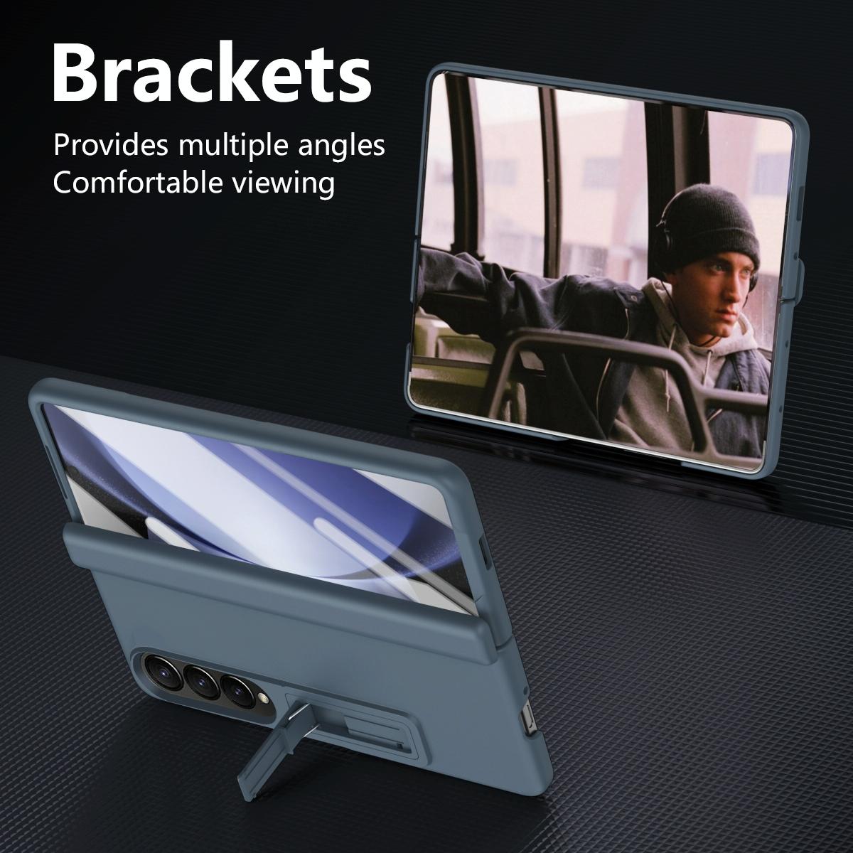 For Samsung Galaxy Z Fold4 5G Shockproof Case With Holder - All-Inclusive - Black