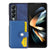 For Samsung Galaxy Z Fold4 5G Samsung Galaxy Z Fold4 Litchi Pattern Single Button Card Holder Phone Case - Blue