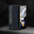 For Samsung Galaxy Z Fold4 5G Cross Texture Leather Phone Case With Holder - Blue