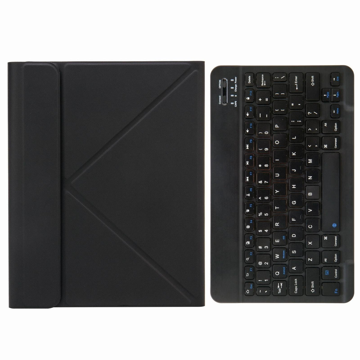 Leather Case With Bluetooth Keyboard For Ipad 9.7 2018 &amp; 2017 - Three-Fold Holder - Black