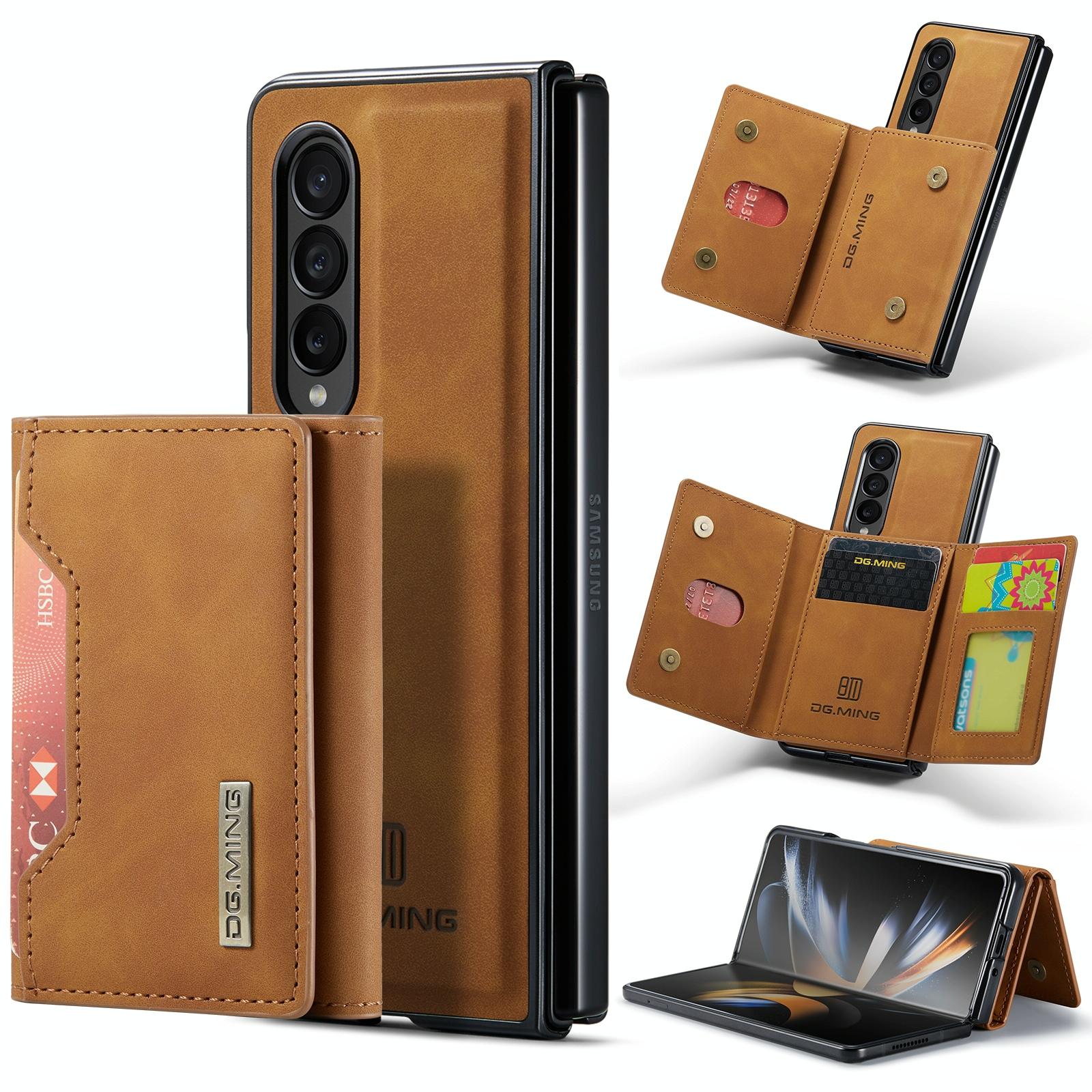 For Samsung Galaxy Z Fold4 5G Multi-Card Phone Case - Fits Dg.Ming M2 Series - Brown