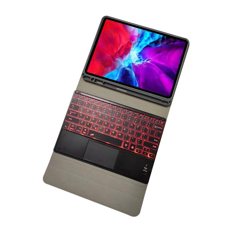 Bluetooth Keyboard Tablet Case For Ipad Pro 11 - Detachable Touch Leather Holder Pen Slot - Red