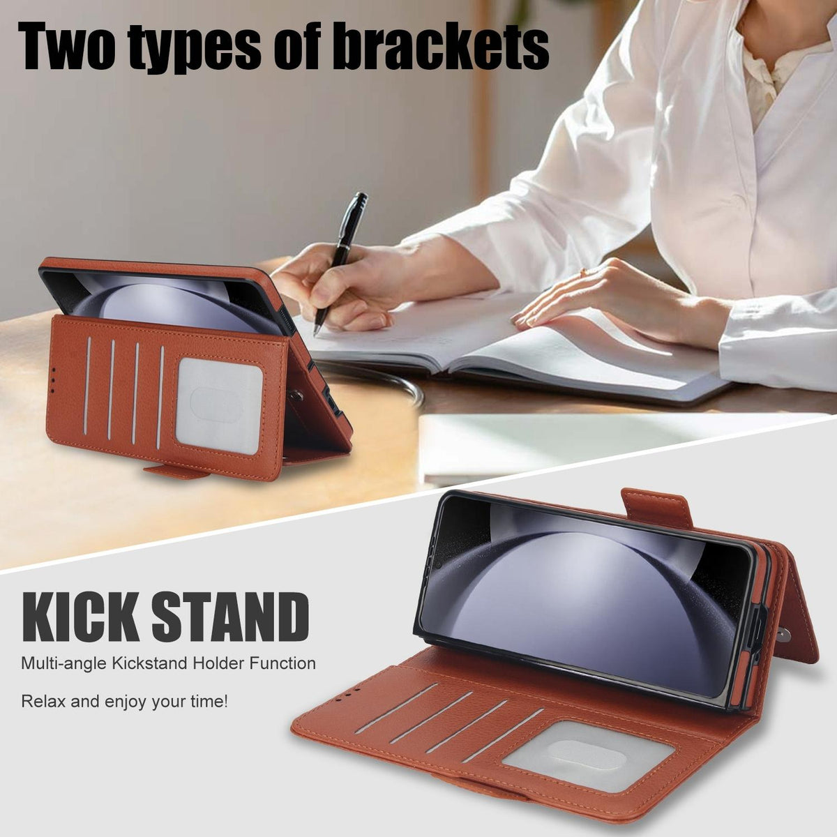 For Samsung Galaxy Z Fold4 5G Leather Phone Case With Pen Slot - Purple