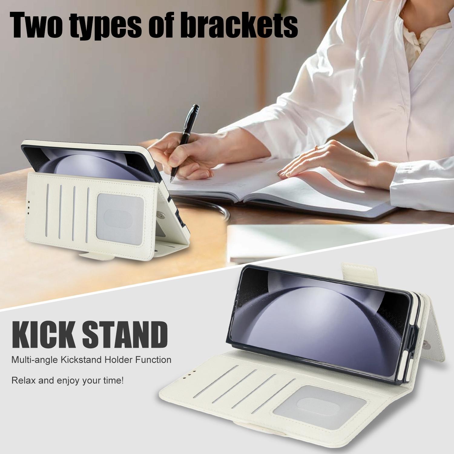 For Samsung Galaxy Z Fold4 5G Leather Phone Case With Pen Slot - Purple