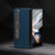For Samsung Galaxy Z Fold4 5G Leather Phone Case With Holder - Litchi Texture - Grey