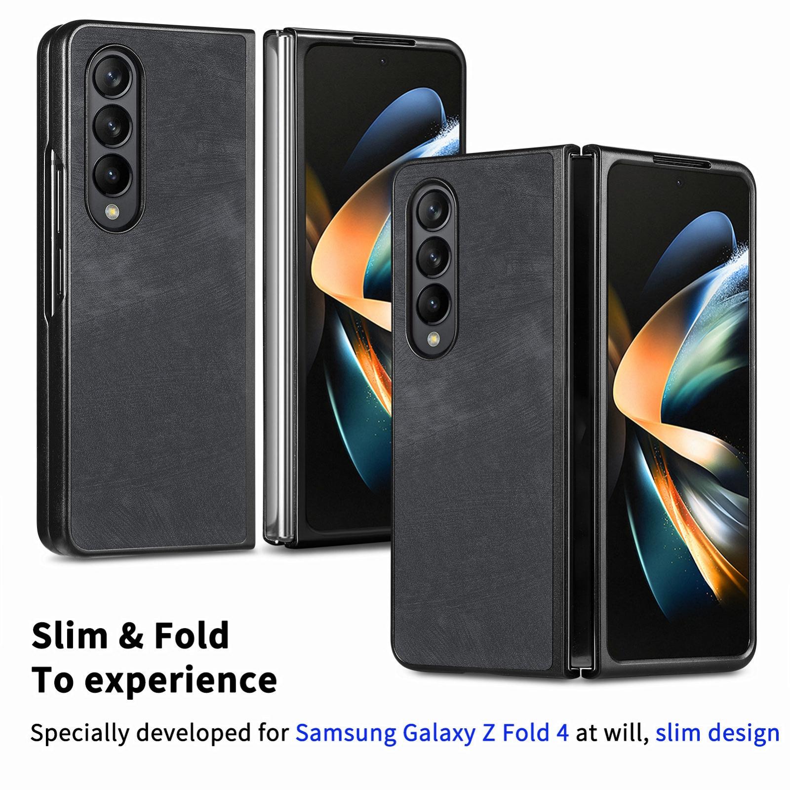 For Samsung Galaxy Z Fold4 5G Pu Back Cover - Solid Colour - Blue