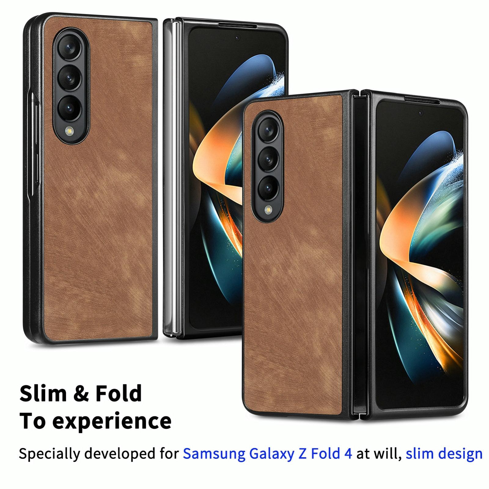 For Samsung Galaxy Z Fold4 5G Pu Back Cover - Solid Colour - Blue