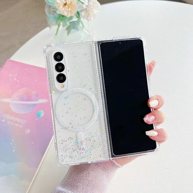 For Samsung Galaxy Z Fold4 5G Sparkle Tpu Case With Magsafe - White