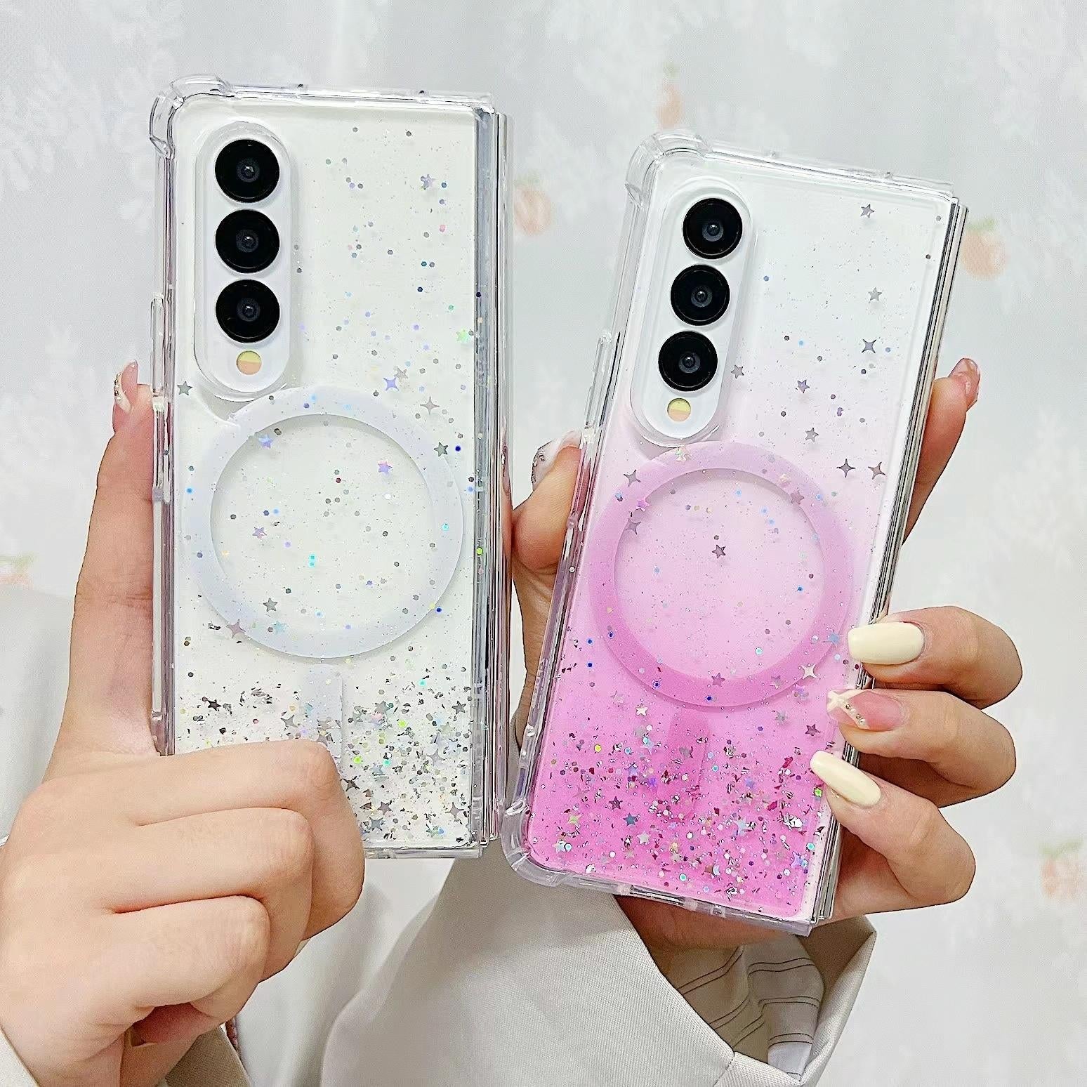 For Samsung Galaxy Z Fold4 5G Sparkle Tpu Case With Magsafe - White