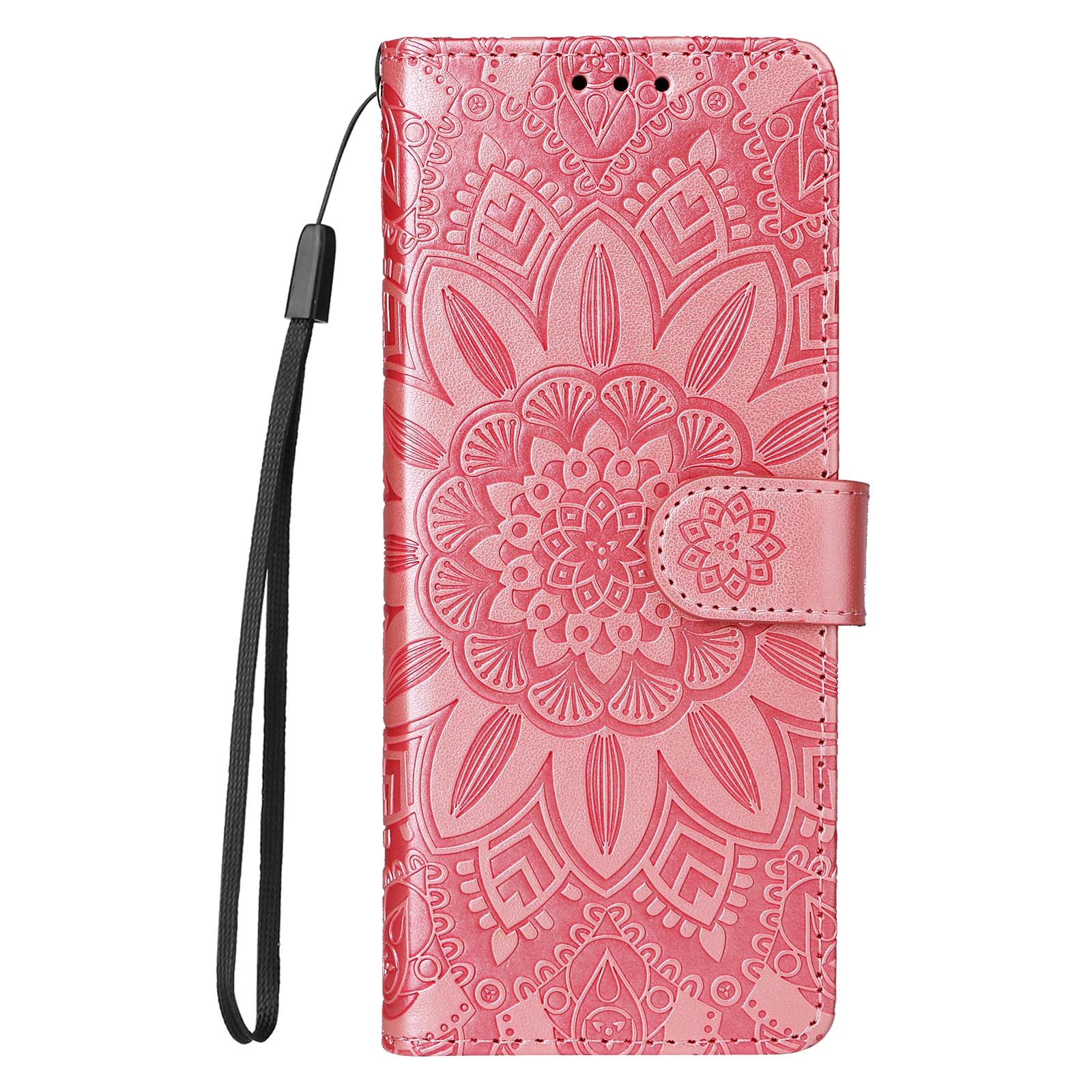 For Samsung Galaxy Z Fold4 5G Sunflower Embossed Leather Phone Case - Green